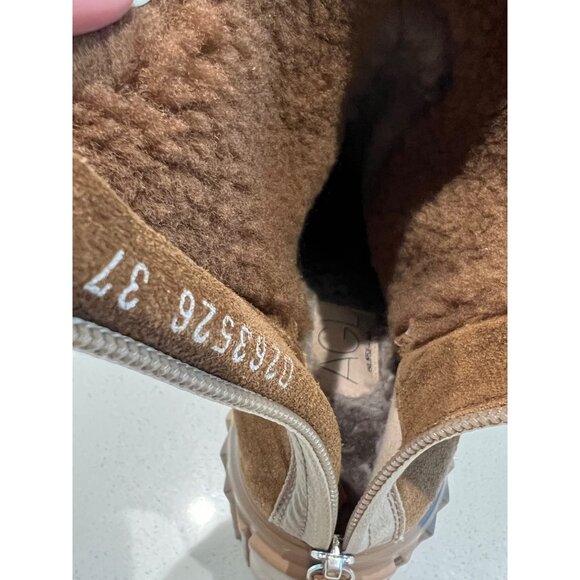 AGL Tan Suede Leather Ankle Boots With Sherpa Interior size 37 - Picture 8 of 8